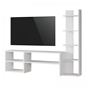 Σύνθετο σαλονιού Perla pakoworld σε λευκή απόχρωση 120x29.5x41,8εκ
