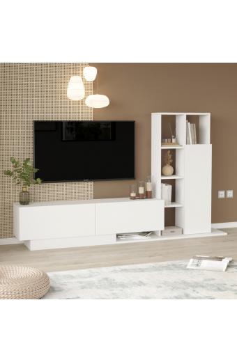 Σύνθετο σαλονιού Damon pakoworld σε λευκή απόχρωση 140x29.5x39.5εκ