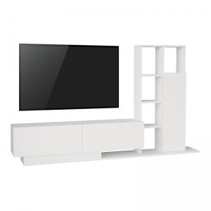 Σύνθετο σαλονιού Damon pakoworld σε λευκή απόχρωση 140x29.5x39.5εκ