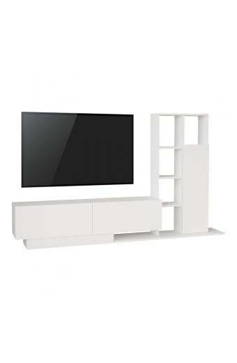 Σύνθετο σαλονιού Damon pakoworld σε λευκή απόχρωση 140x29.5x39.5εκ