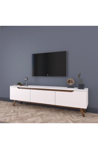Έπιπλο τηλεόρασης Kasandra pakoworld λευκό-καρυδί 180x35x48,5εκ