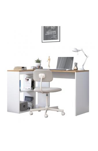 Γραφείο εργασίας ραφιέρα αριστερή γωνία Sidney pakoworld καρυδί-λευκό 120x50x75εκ
