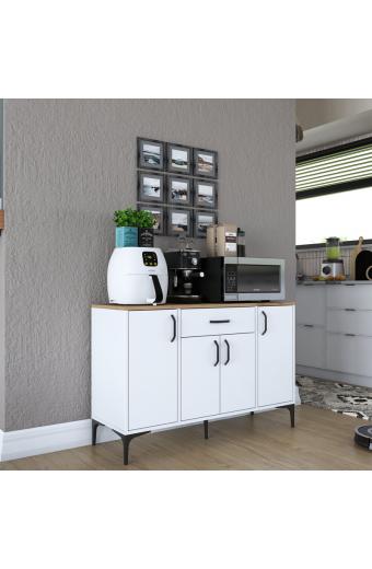 Μπουφές Ubron pakoworld λευκό-καρυδί μελαμίνης 120x40x78.6εκ