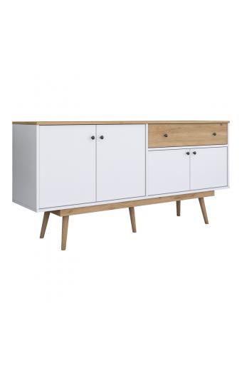 Μπουφές Satava pakoworld pp σε λευκή-καρυδί απόχρωση 180x45x87.6εκ