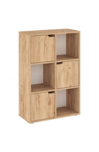 Βιβλιοθήκη Bookel pakoworld μελαμίνης σε oak απόχρωση 59.5x27.5x89εκ
