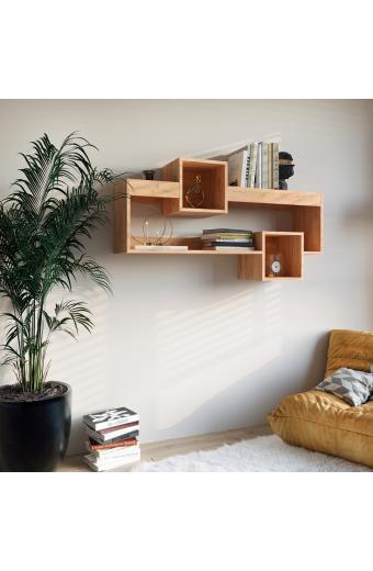 Ραφιέρα τοίχου Shellie pakoworld μελαμίνης σε oak απόχρωση 120x28x65εκ