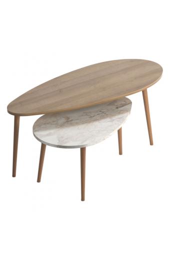 Τραπέζι σαλονιού Monty pakoworld oak-μπεζ μαρμάρου 116x46x46εκ