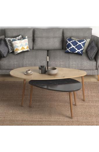 Τραπέζι σαλονιού Monty pakoworld oak-μαύρο μαρμάρου 116x46x46εκ