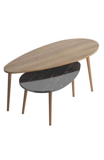 Τραπέζι σαλονιού Monty pakoworld oak-μαύρο μαρμάρου 116x46x46εκ