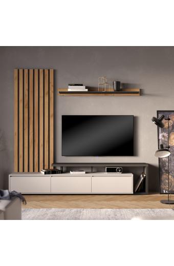 Σύνθετο σαλονιού Claironse pakoworld ανθρακί μελαμίνης 225x37.6x210εκ