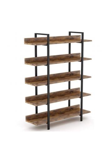 Βιβλιοθήκη Almond pakoworld καρυδί-μαύρο 119x27x185εκ