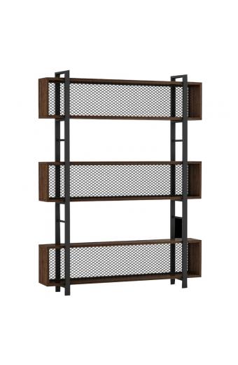 Βιβλιοθήκη Fifer pakoworld καρυδί-μαύρο 120x27x185εκ