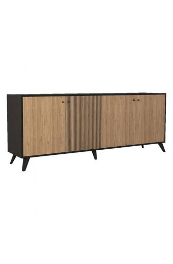 Μπουφές Flipter pakoworld μελαμίνης oak-μαύρο 180x40x78,6εκ