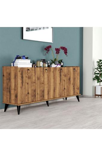 Μπουφές Lireta pakoworld μελαμίνης καρυδί-μαύρο 182x41x82.5εκ