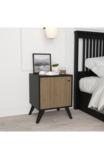 Κομοδίνο Flipter pakoworld μελαμίνης oak-μαύρο 40x40x55εκ