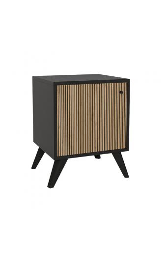 Κομοδίνο Flipter pakoworld μελαμίνης oak-μαύρο 40x40x55εκ