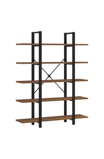 Βιβλιοθήκη Esthon pakoworld καρυδί-μαύρο μέταλλο 120x28x180εκ