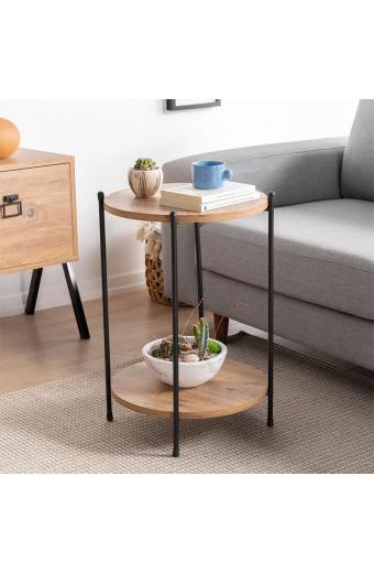 Βοηθητικό τραπέζι Tsouki pakoworld oak-μαύρο Φ40x60εκ