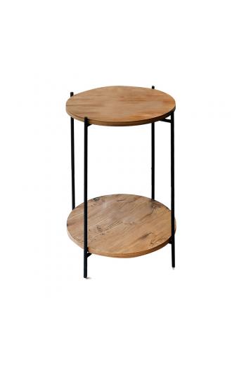 Βοηθητικό τραπέζι Tsouki pakoworld oak-μαύρο Φ40x60εκ