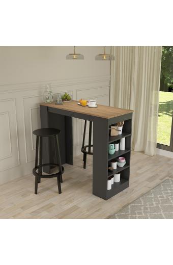 Τραπέζι μπαρ Birma pakoworld σε oak-ανθρακί απόχρωση 120x51.5x102εκ