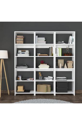 Βιβλιοθήκη Rabuku pakoworld σε λευκή απόχρωση 146x22x160εκ