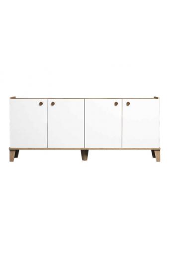 Μπουφές Lethak pakoworld σε oak-λευκή απόχρωση 180x41x78εκ