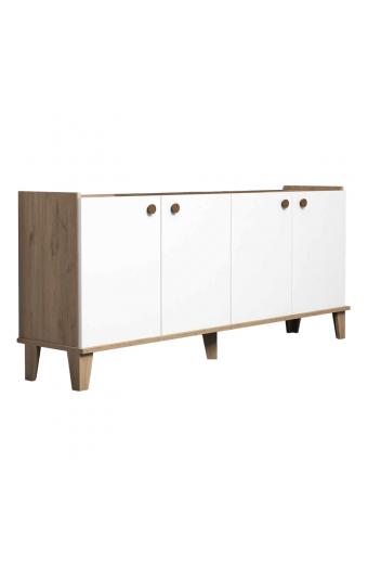 Μπουφές Lethak pakoworld σε oak-λευκή απόχρωση 180x41x78εκ