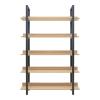 Βιβλιοθήκη Almond pakoworld σε oak-μαύρη απόχρωση 120x29x185εκ