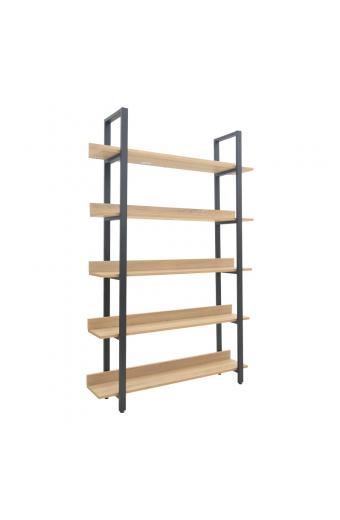 Βιβλιοθήκη Almond pakoworld σε oak-μαύρη απόχρωση 120x29x185εκ