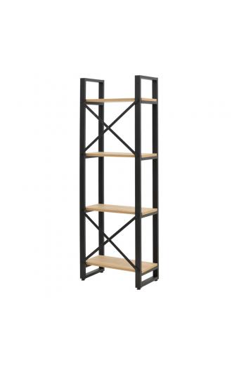 Βιβλιοθήκη Crimson pakoworld σε oak-μαύρη απόχρωση 50x22x150εκ