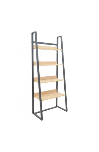 Βιβλιοθήκη Ryder pakoworld σε oak-μαύρη απόχρωση 75x36x185εκ