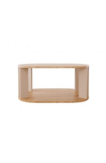 Τραπέζι Solka pakoworld σε oak απόχρωση με ανοιχτό γκρι 90x56x40εκ