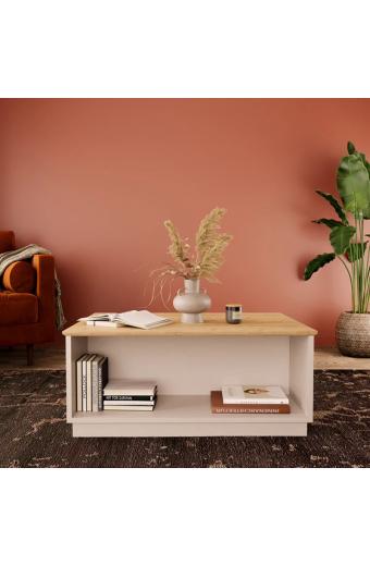Τραπέζι Monik pakoworld σε oak-ανοιχτό γκρι απόχρωση 90x56x40εκ