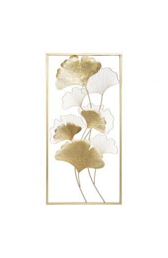 Διακοσμητικό τοίχου Flowerty pakoworld χρυσό μέταλλο 50x2x100εκ