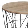 Βοηθητικό τραπέζι Kumi pakoworld mdf επιφάνεια oak και μέταλλο σε μαύρη απόχρωση Φ40x41εκ