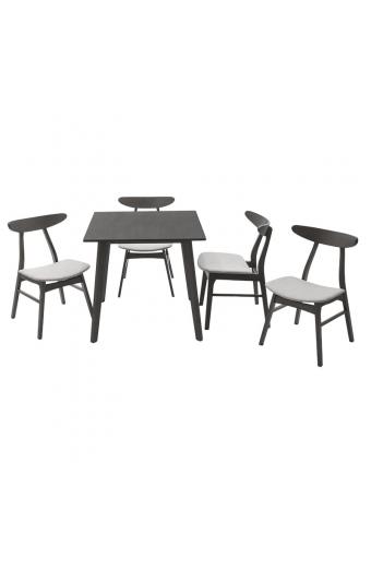 Tραπεζαρία Benson - Orlean pakoworld σετ 5τμχ rustic grey - ύφασμα γκρι 80x80x75εκ