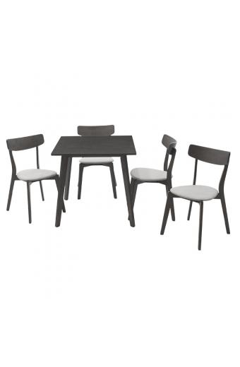 Tραπεζαρία Benson - Toto pakoworld σετ 5τμχ rustic grey - ύφασμα grey 80x80x75εκ