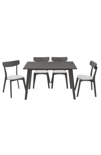 Tραπεζαρία Benson - Toto pakoworld σετ 5τμχ rustic grey - ύφασμα γκρι 120x75x75εκ