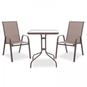 Τραπεζαρία Watson-Calan σετ 3τεμ pakoworld μέταλλο-textilene καφέ 60x60x70εκ