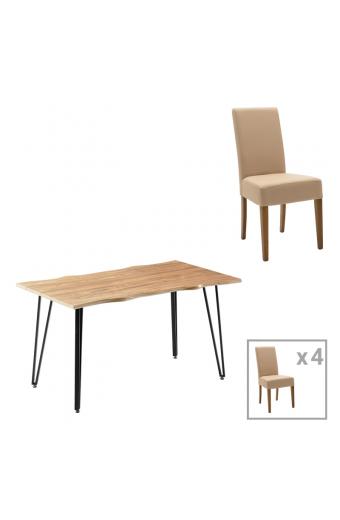 Τραπεζαρία Ditta-Izzac pakoworld μόκα- sonoma140x80x76εκ
