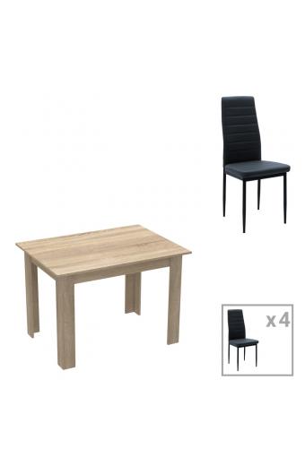 Τραπεζαρία Manka-Parker pakoworld σετ 5τεμ mdf σε μαύρη-sonoma απόχρωση 110x80x77εκ