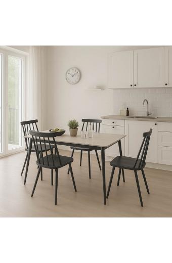 Τραπεζαρία Aurora I-Gustas pakoworld σετ 5τεμ sintered stone-μαύρο 120x60x75εκ