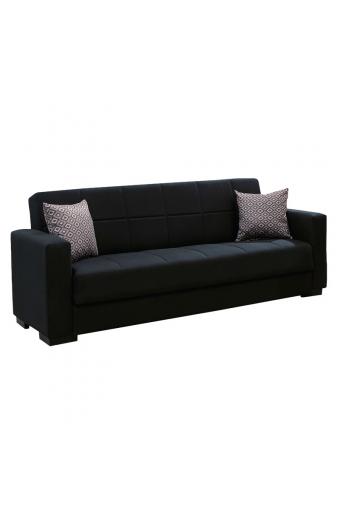 Kαναπές κρεβάτι Vox pakoworld 3θέσιος ύφασμα μαύρο 212x77x80εκ
