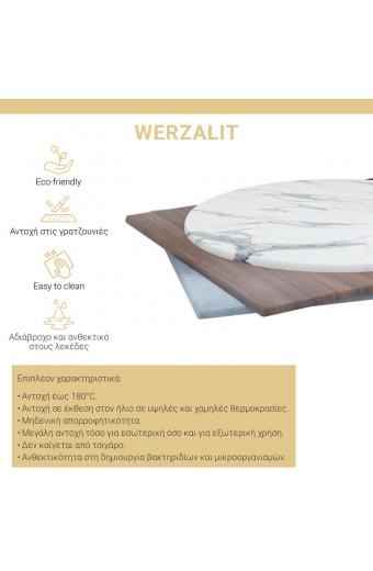 Επιφάνεια τραπεζιού Skyline pakoworld Werzalit ivory Φ60εκ πάχους 25mm