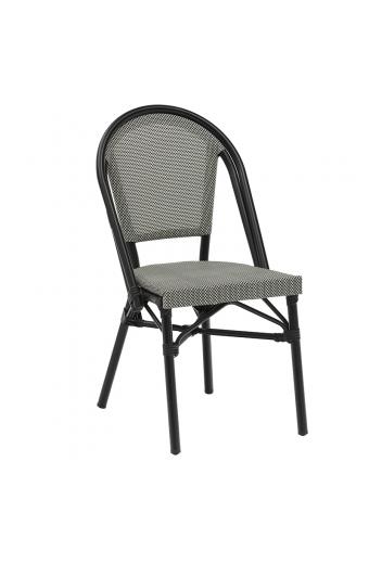 Καρέκλα Paris pakoworld αλουμίνιο μαύρο-textilene ασπρόμαυρο