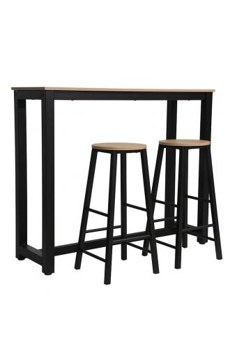 Σετ τραπέζι μπαρ Marle pakoworld 3τμχ sonoma-μαύρο πόδι 120x40x100εκ