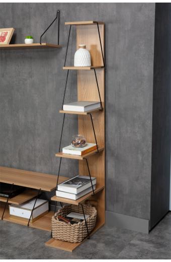 Βιβλιοθήκη mini Tars pakoworld  sonoma-μαύρο 50x22x150εκ