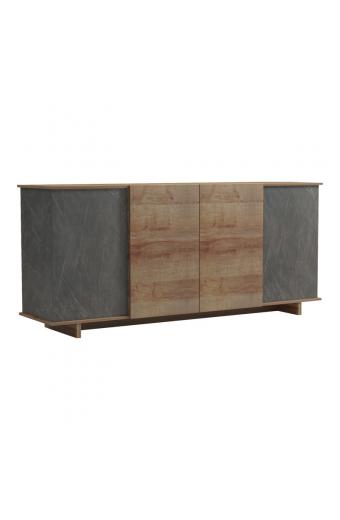 Μπουφές Zafore  pakoworld σε oak-γκρι μαρμάρου 180x45x80εκ
