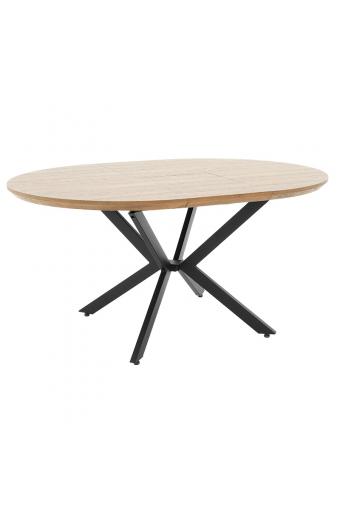 Tραπέζι Lydia pakoworld MDF επεκτεινόμενο καρυδί-μαύρο 120-160x120x79εκ