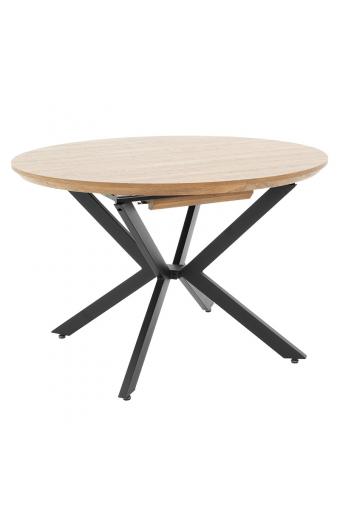 Tραπέζι Lydia pakoworld MDF επεκτεινόμενο καρυδί-μαύρο 120-160x120x79εκ